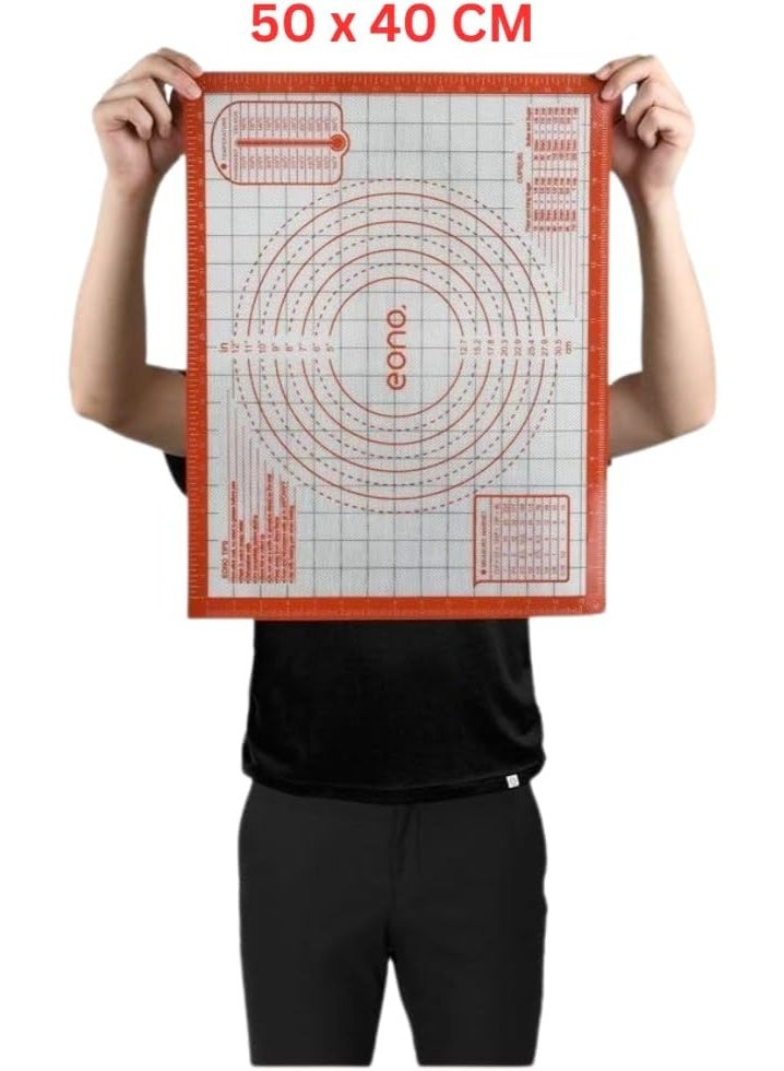 Extra Large Thick Silicone Baking Mat 50 x 40 cm, Non-Stick Sheet with Measurements for Rolling Pastry, Fondant, Pizza, Reusable and Oven Safe, Non-Slip Dough Mat, Professional Baking Tool - Image 2